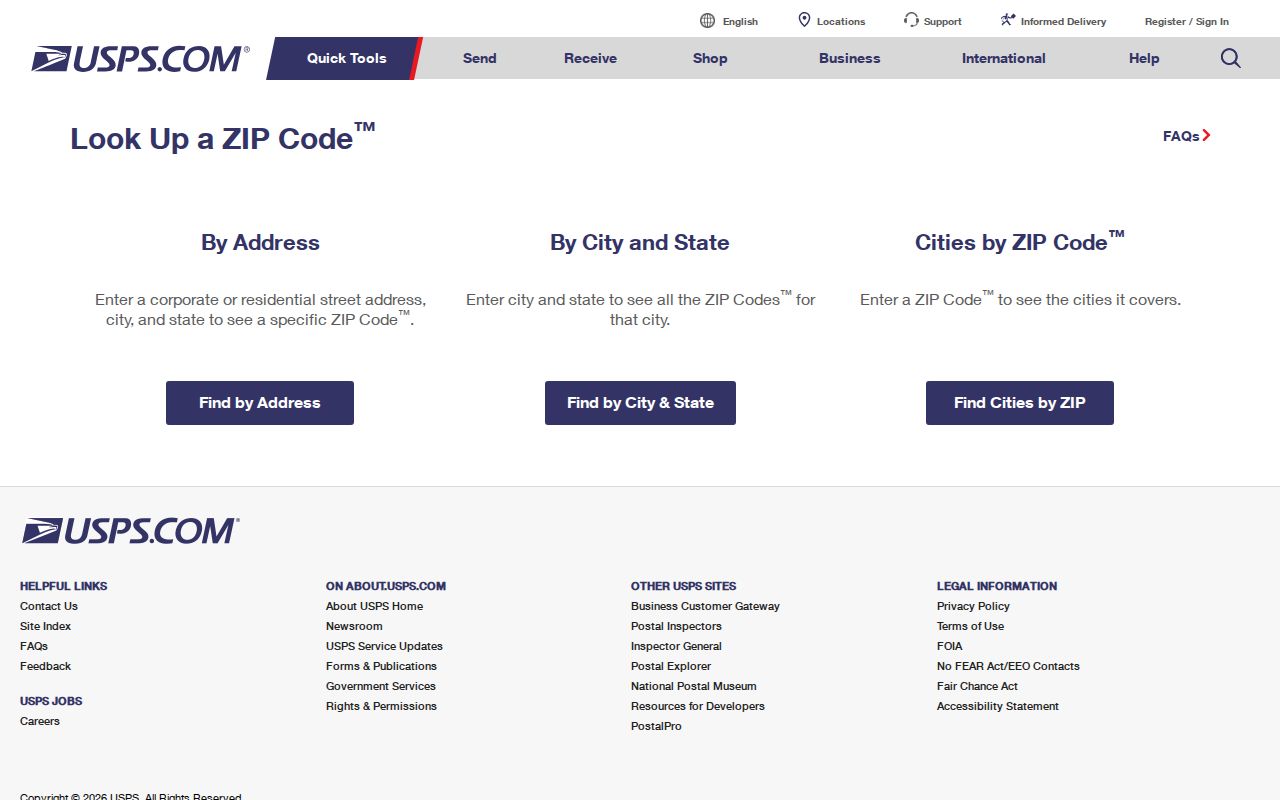 Georgia ZIP code directory lookup modes for address, city and state, and cities by ZIP