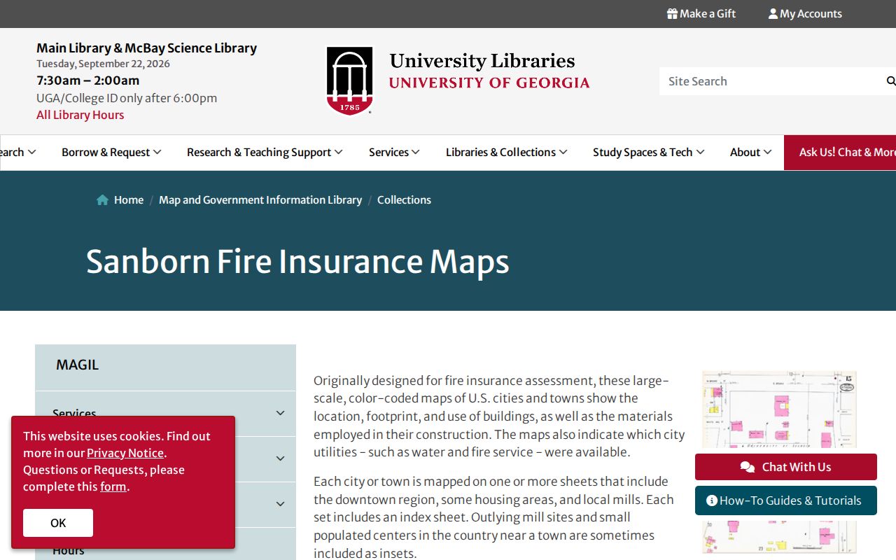 Georgia previous residents research with UGA Sanborn map metadata and sheet details