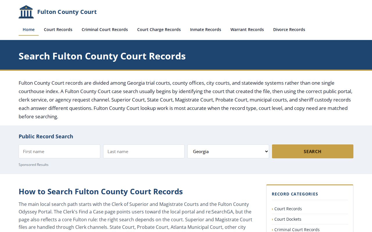 Georgia resident lookup example of a Fulton County party and case search result