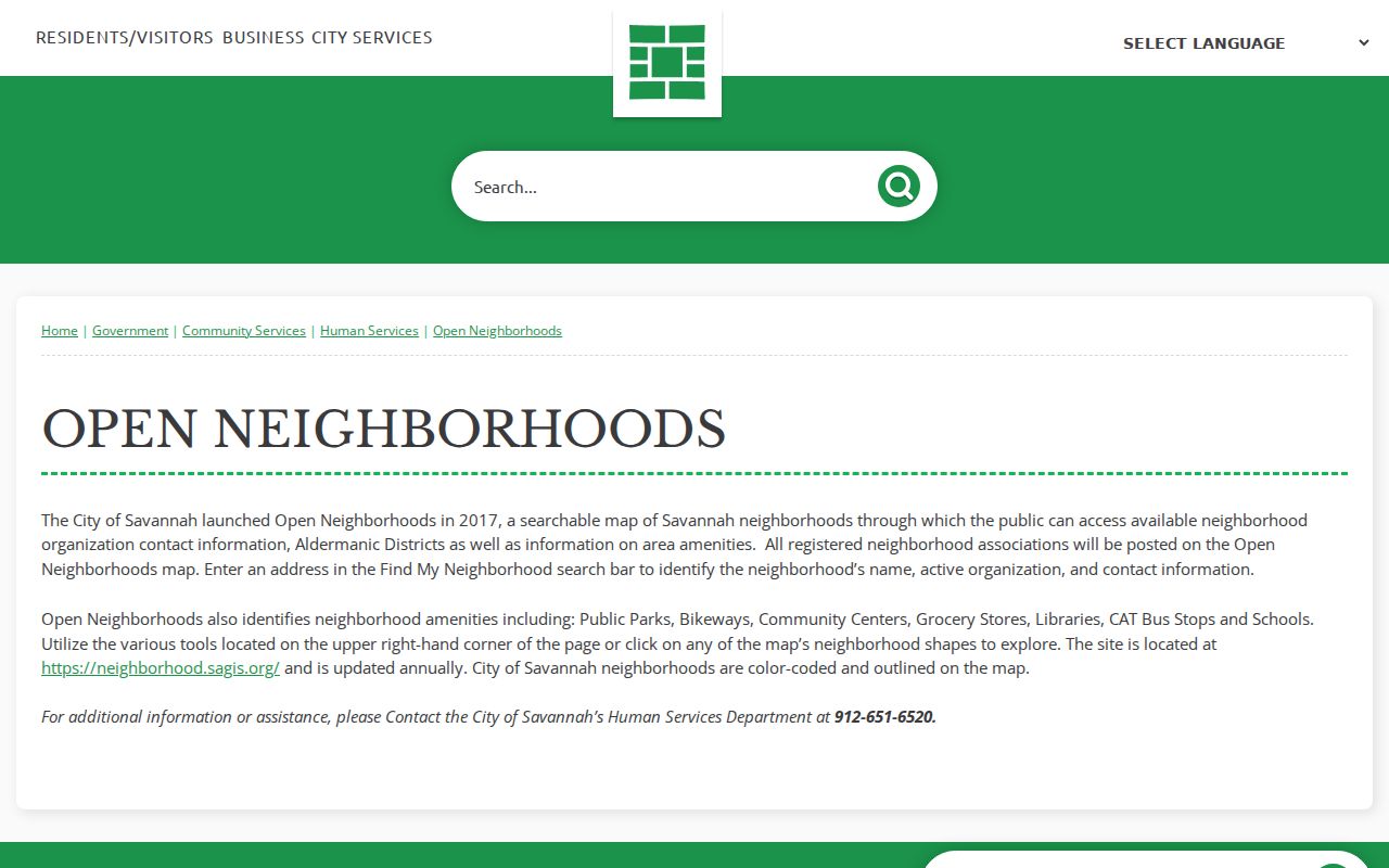 Georgia neighbors using Savannah's searchable neighborhood map and registered civic contacts